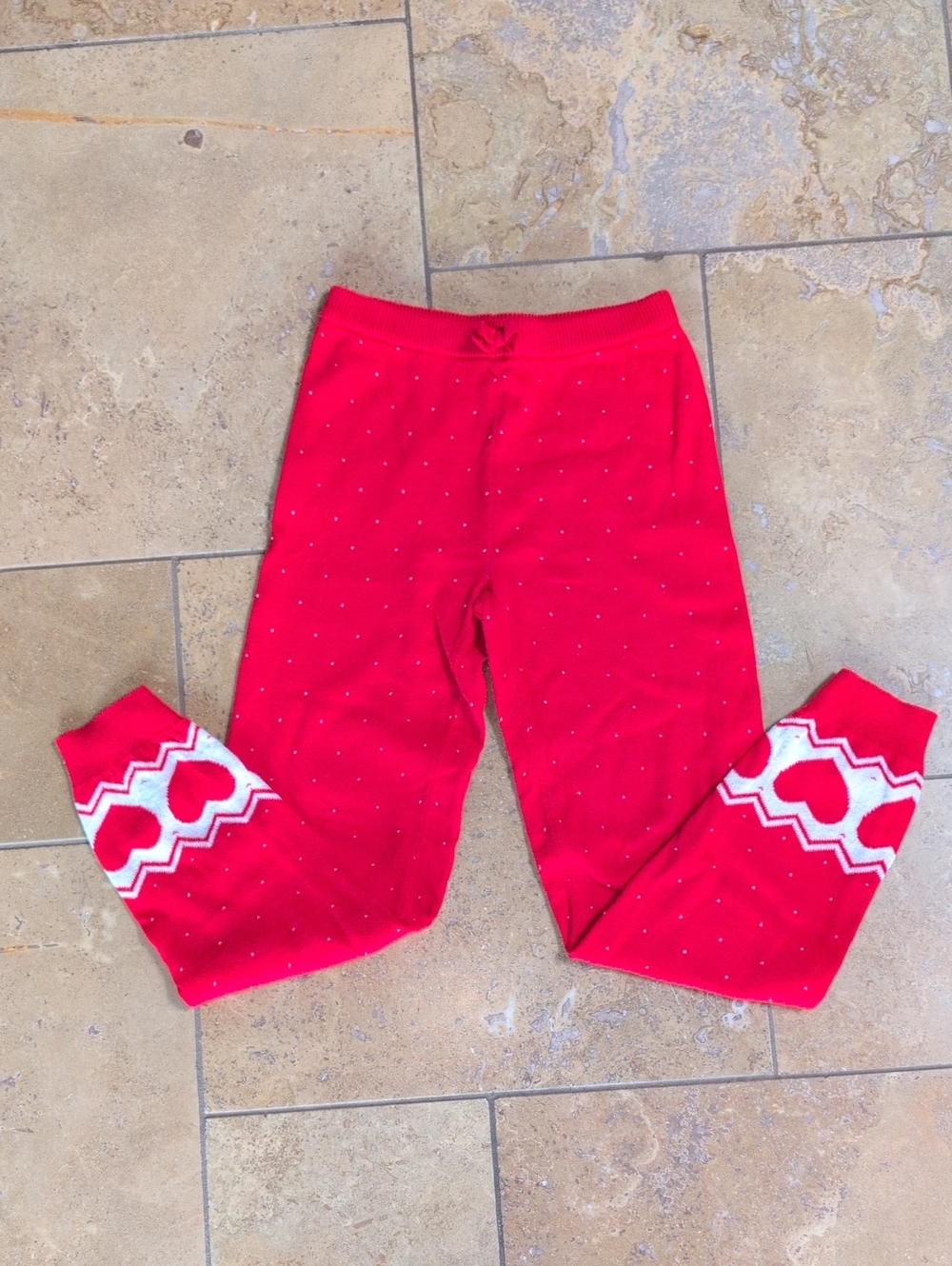 Janie and Jack girl sweater pants. Red and white. Size 8.